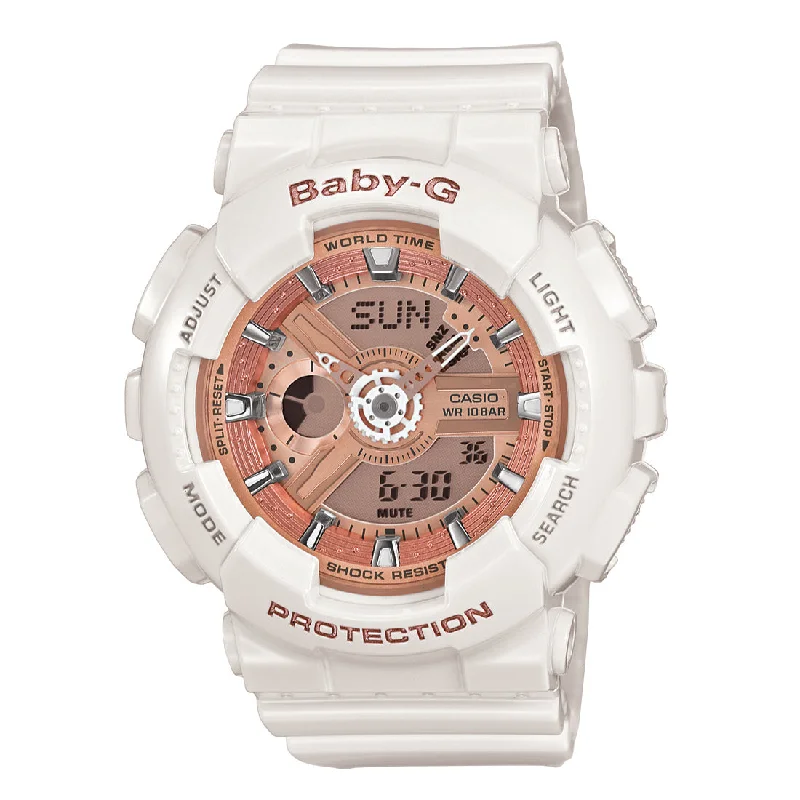 Casio Baby-G DUO Bronze Dial White Rubber Band Watch