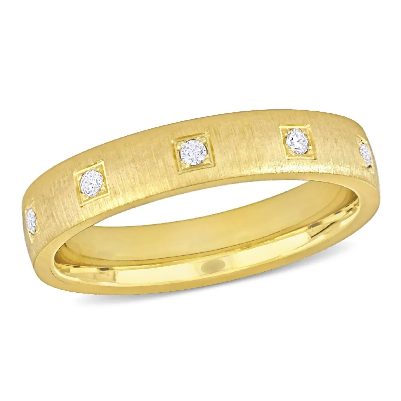 Miadora 1/3ct TGW Cubic Zirconia Brushed Finish Wedding Band 14k Yellow Gold