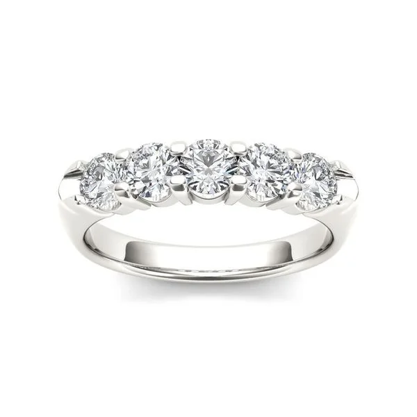 De Couer 14k White Gold 1/2ct TDW Diamond Five-Stone Women's Wedding Band - White H-I