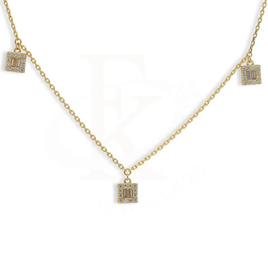 Sterling Silver 925 Gold Plated Solitaires Necklace - FKJNKLSL2924