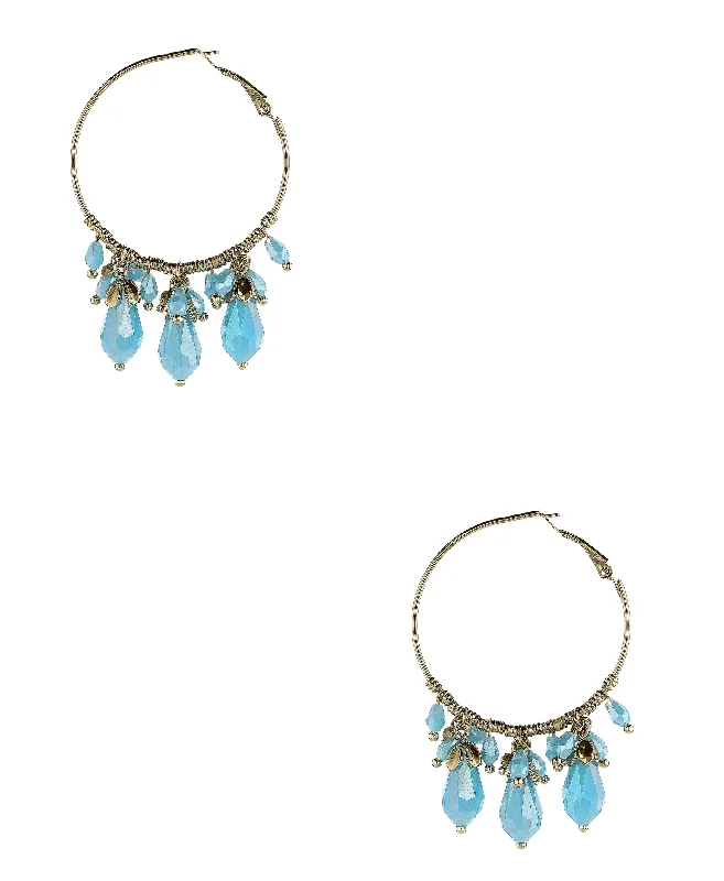 Hoop Earrings w/ Dangle Drop Beads