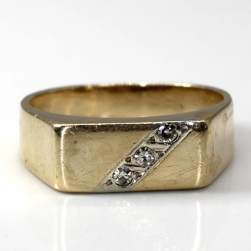 Three Stone Diamond Signet Ring | 0.07ctw | SZ 7.75 |