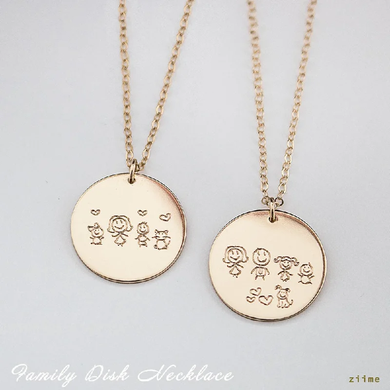 Family Disc Necklace, Family Disk Necklace, GFF Necklace, Gifts for Mom, Gifts for Sisters, Unisex, Gold Filled, Silver SN0024