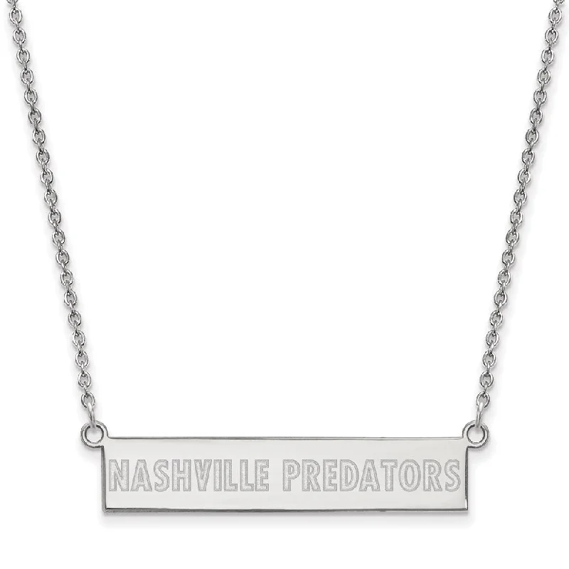 Sterling Silver NHL Predators Small Bar Necklace, 18 In