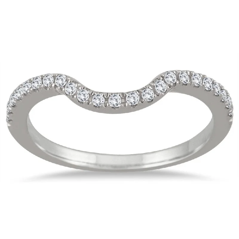 1/6 Carat TW Curved Diamond Wedding Band in 14K White Gold