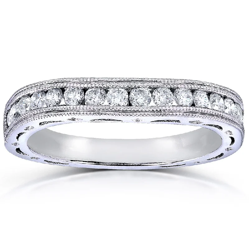 Annello by Kobelli 14k White Gold 2/5ct TDW Channel Set Curved Diamond Wedding Band