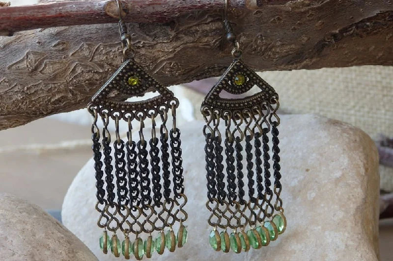 Tassel green earrings