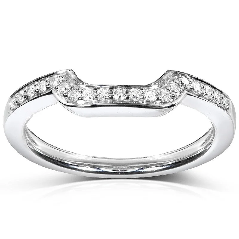 Annello 14k White Gold 1/10ct TDW Diamond Curved Wedding Band (H-I, I1-I2)