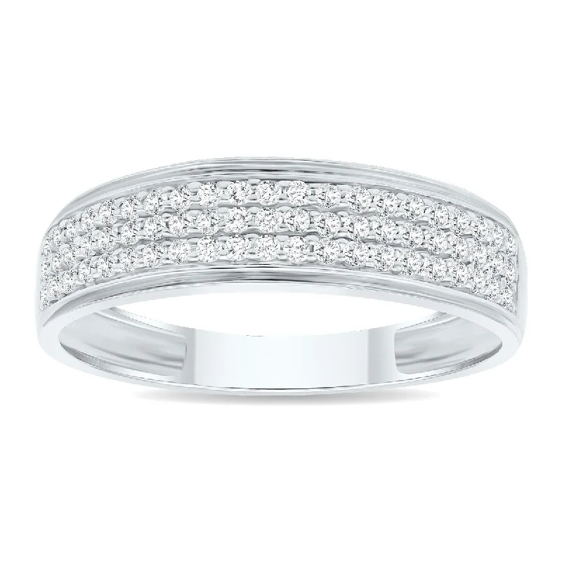 Women's 1/3 Carat TW Round Diamond Rave Wedding Band in 10K White Gold