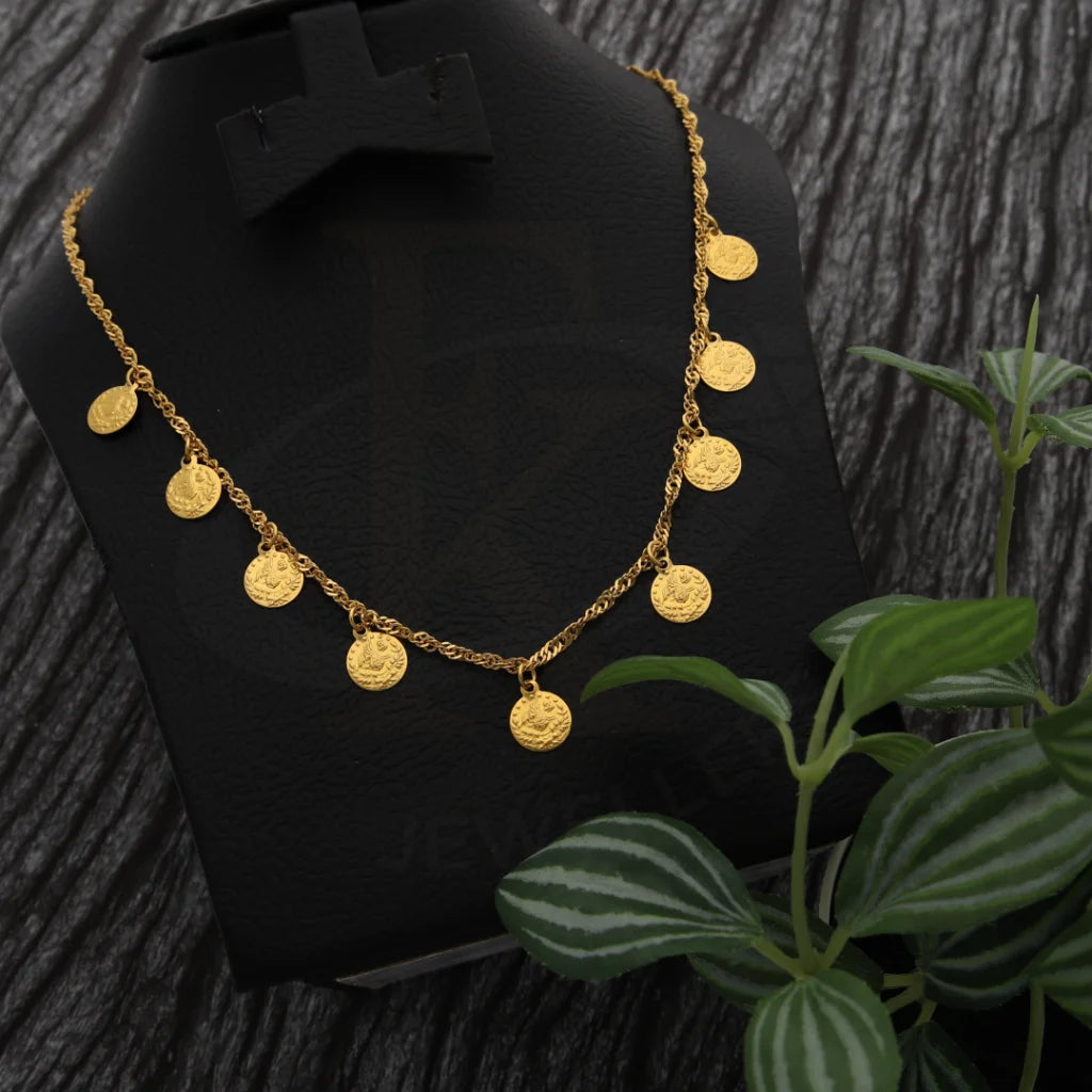 Gold Hanging Coin Necklace 21KT - FKJNKL21K7738