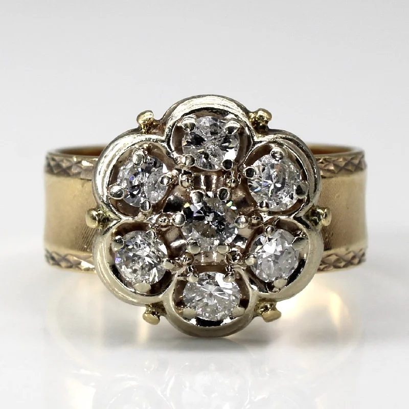 Cluster Diamond Flower Ring | 1.33ctw | SZ 8.5 |