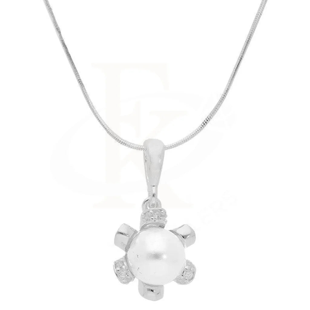 Sterling Silver 925 Necklace (Chain With Pearl Pendant) - FKJNKLSL3057