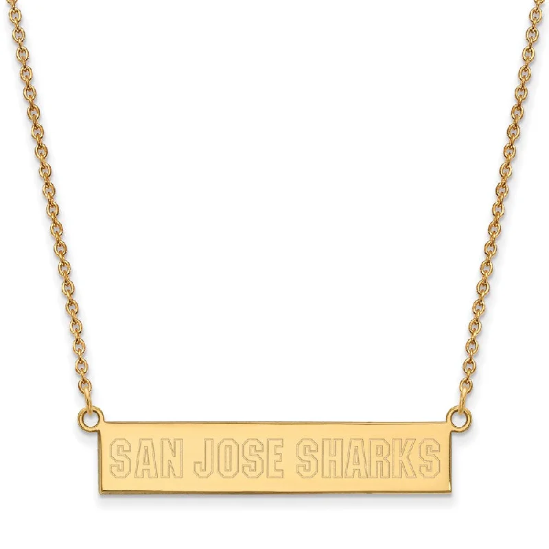 SS 14k Yellow Gold Plated NHL San Jose Sharks SM Bar Necklace, 18 Inch