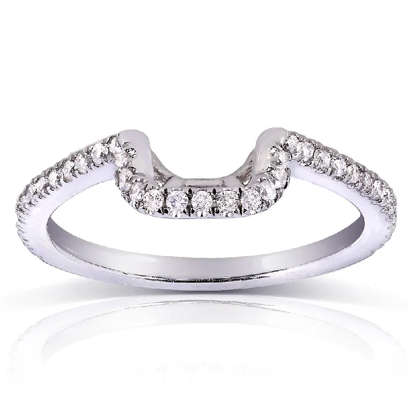 Annello by Kobelli 14k White Gold 1/5ct TDW Ladies Contoured Diamond Wedding Band