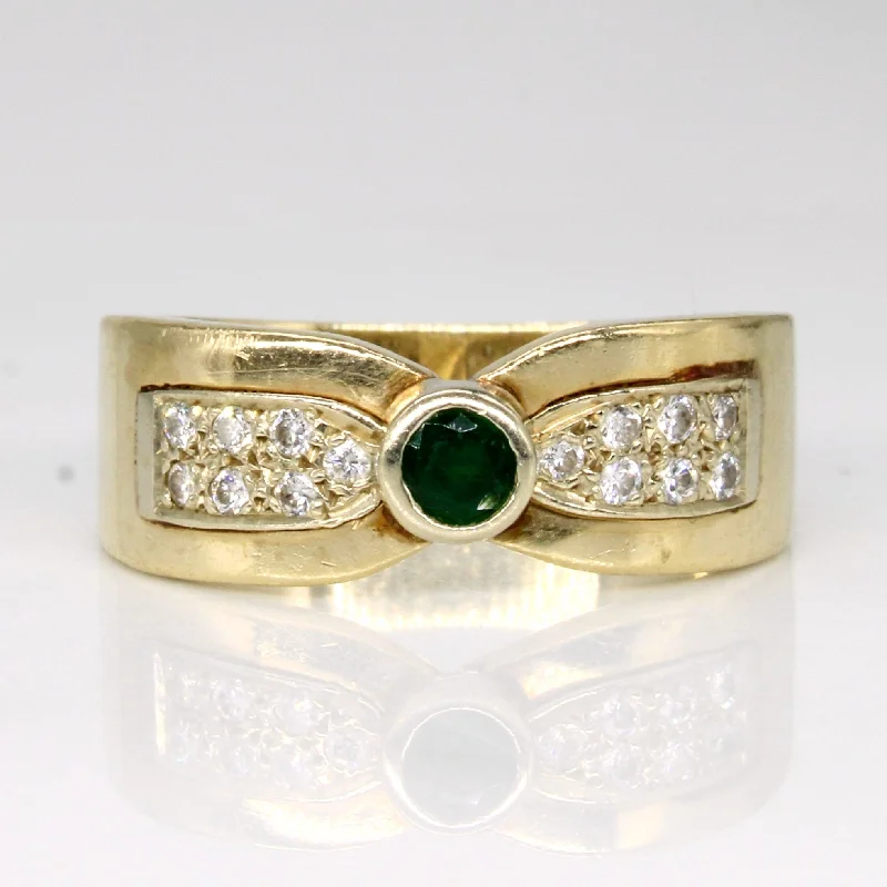 Diamond & Emerald Ring | 0.14ctw, 0.12ct | SZ 6.25 |