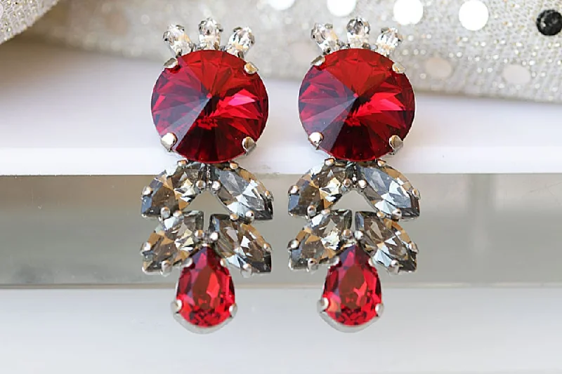 RED GREY EARRINGS