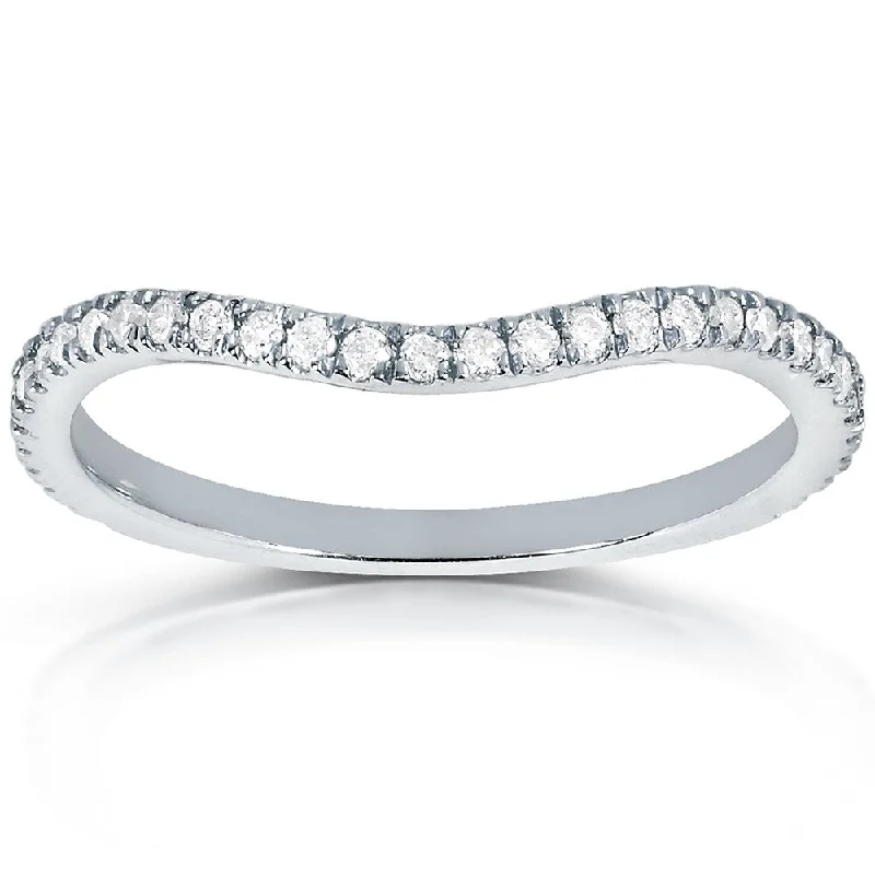 Annello by Kobelli 14k White Gold 1/5ct TDW Curved Diamond Wedding Band Ring