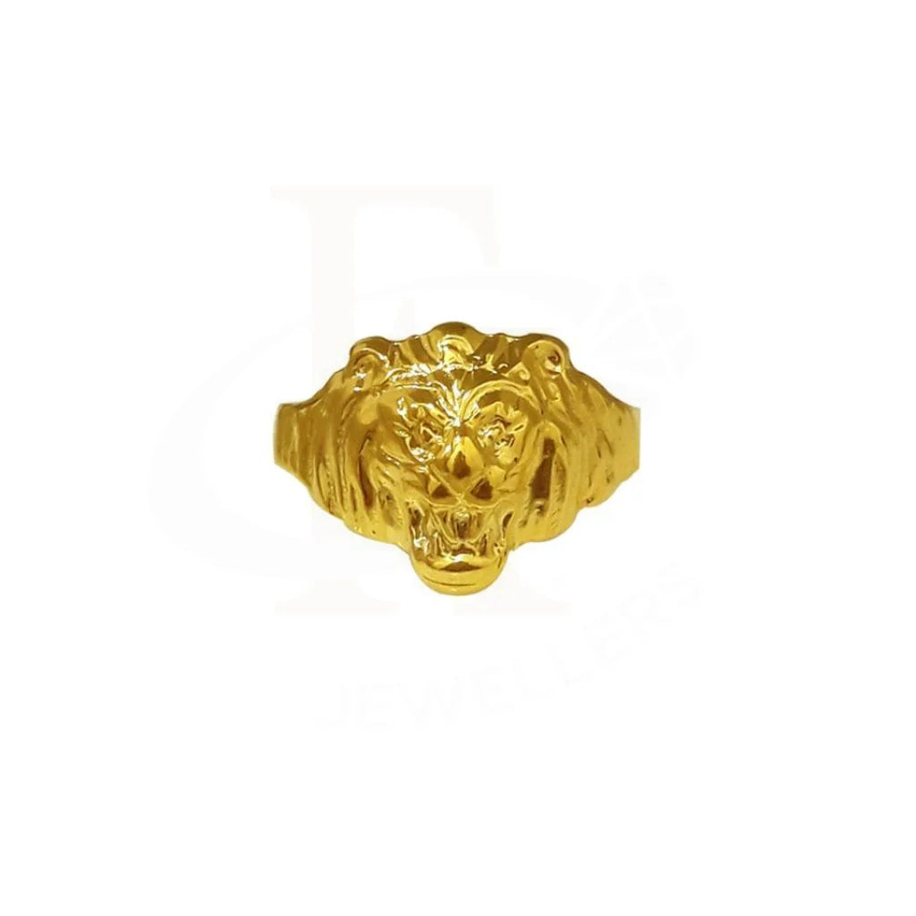 Gold Men's Lion Ring 22KT - FKJRN1831