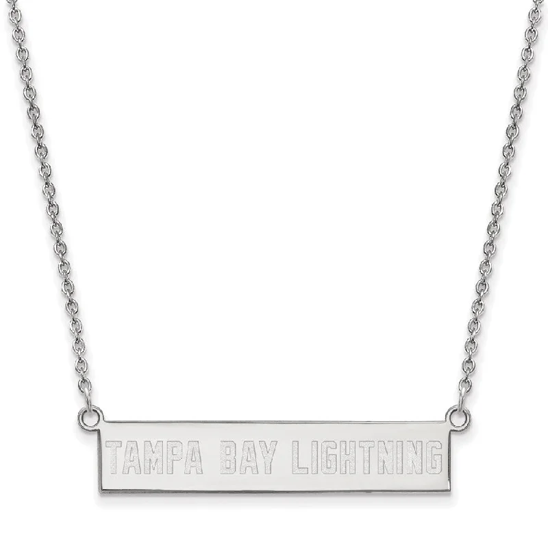 Sterling Silver NHL Tampa Lightning Small Bar Necklace, 18 In