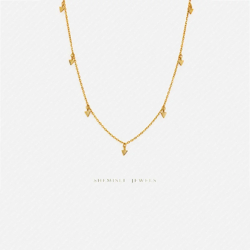 Tiny Triangle Drops Necklace, Unisex, Gold, Silver  (15.5"+2") SHEMISLI - SN029