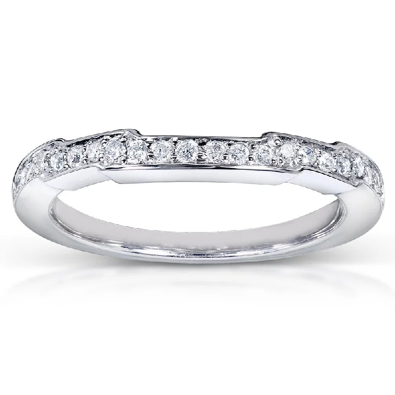 Annello by Kobelli 14k White Gold 1/6ct TDW Contoured Diamond Wedding Band