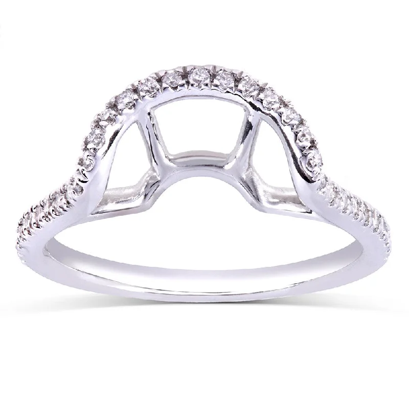 Annello by Kobelli 14k White Gold 1/5ct TDW Curved Diamond Wedding Band