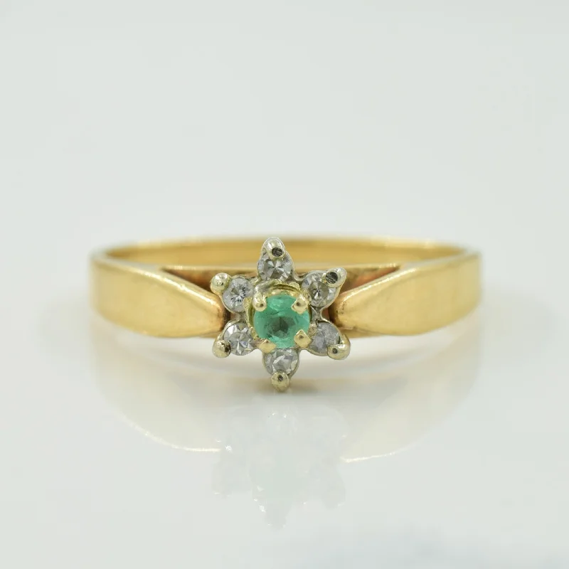 Emerald & Diamond Halo Ring | 0.04ct, 0.06ctw | SZ 5.75 |