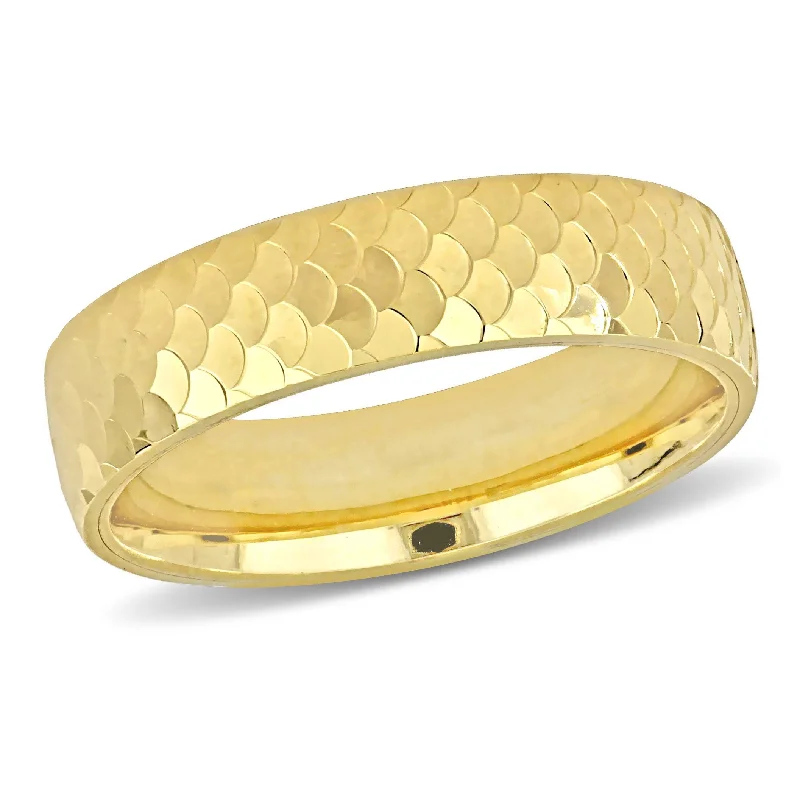 Miadora 5mm Geometric Pattern Wedding Band in 14k Yellow Gold