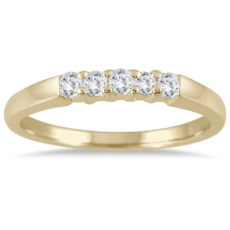 Marquee Jewels 10k Yellow Gold 1/4ct TDW Prong Set 5-stone Diamond Band