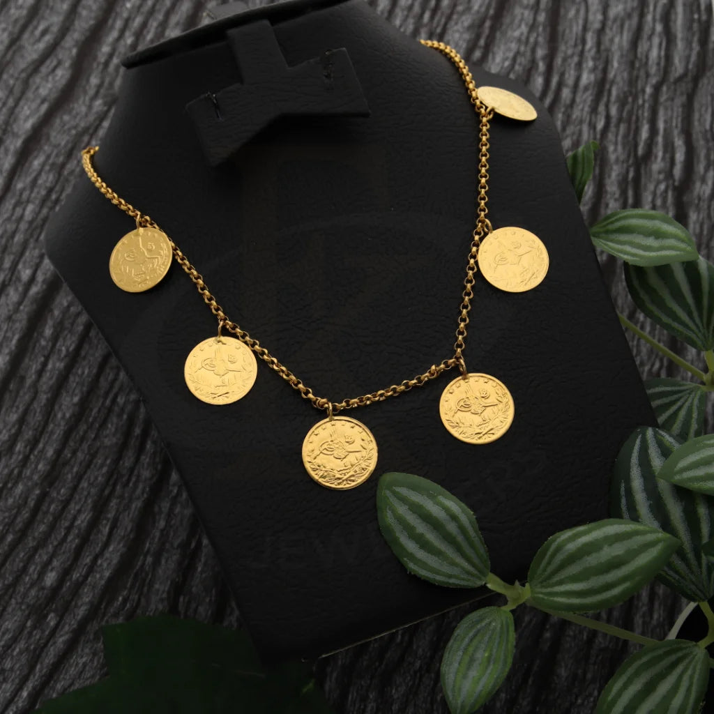 Gold Hanging Coin Necklace 21KT - FKJNKL21K7741