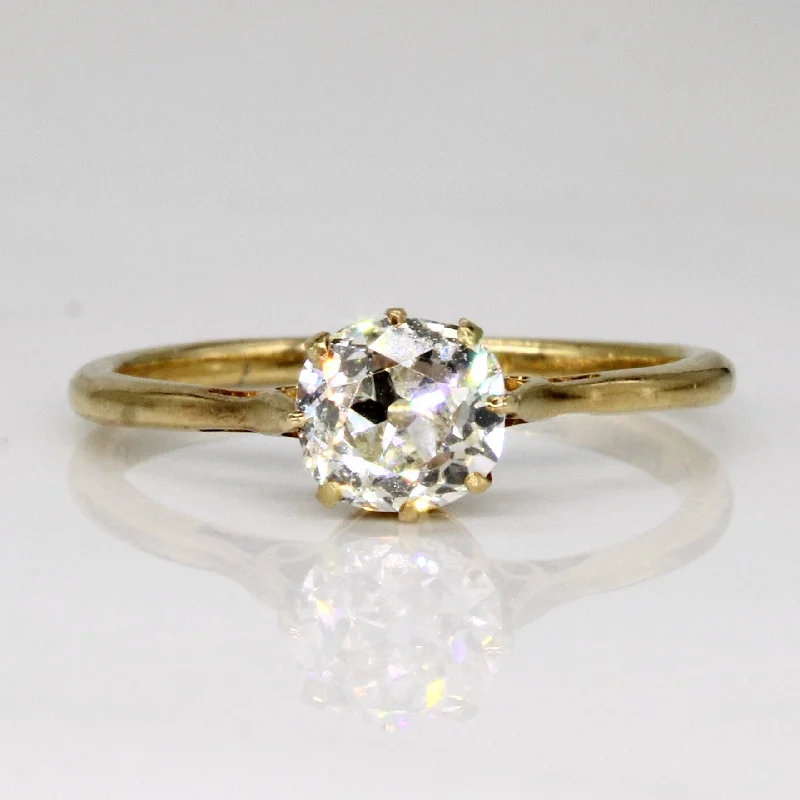 Solitaire Old Mine Diamond 18k Ring | 0.90ct | SZ 6.75 |