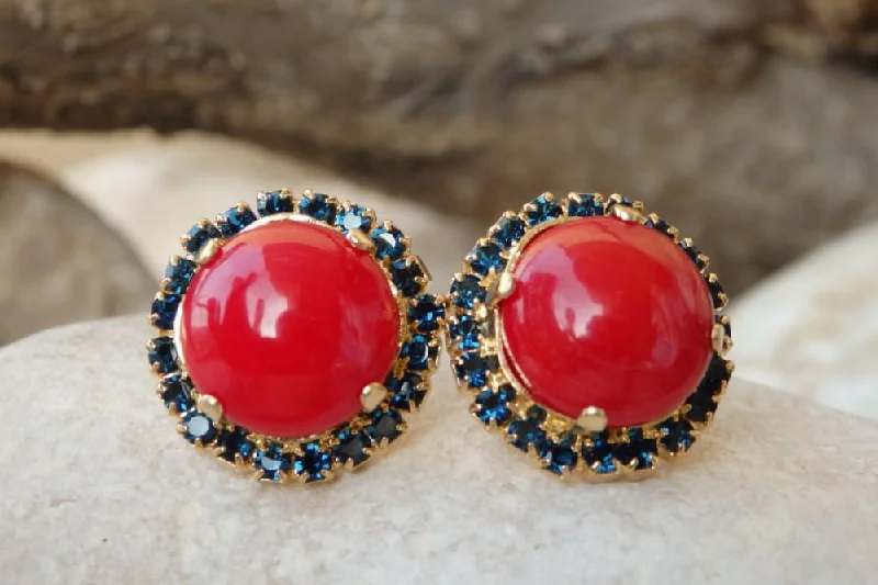 Coral Stud earrings