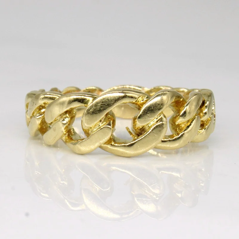 18k Yellow Gold Curb Link Chain Ring | SZ 7.75 |