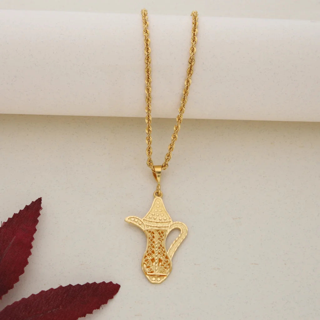 Gold Necklace (Chain With Gold Pendant) 21KT- FKJNKL21K7627