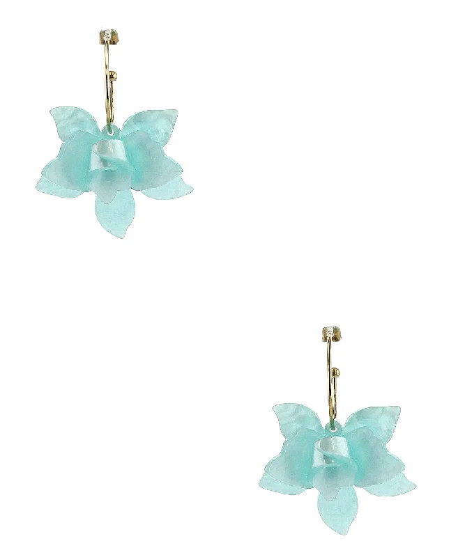 Hoop Resin Flower Earrings