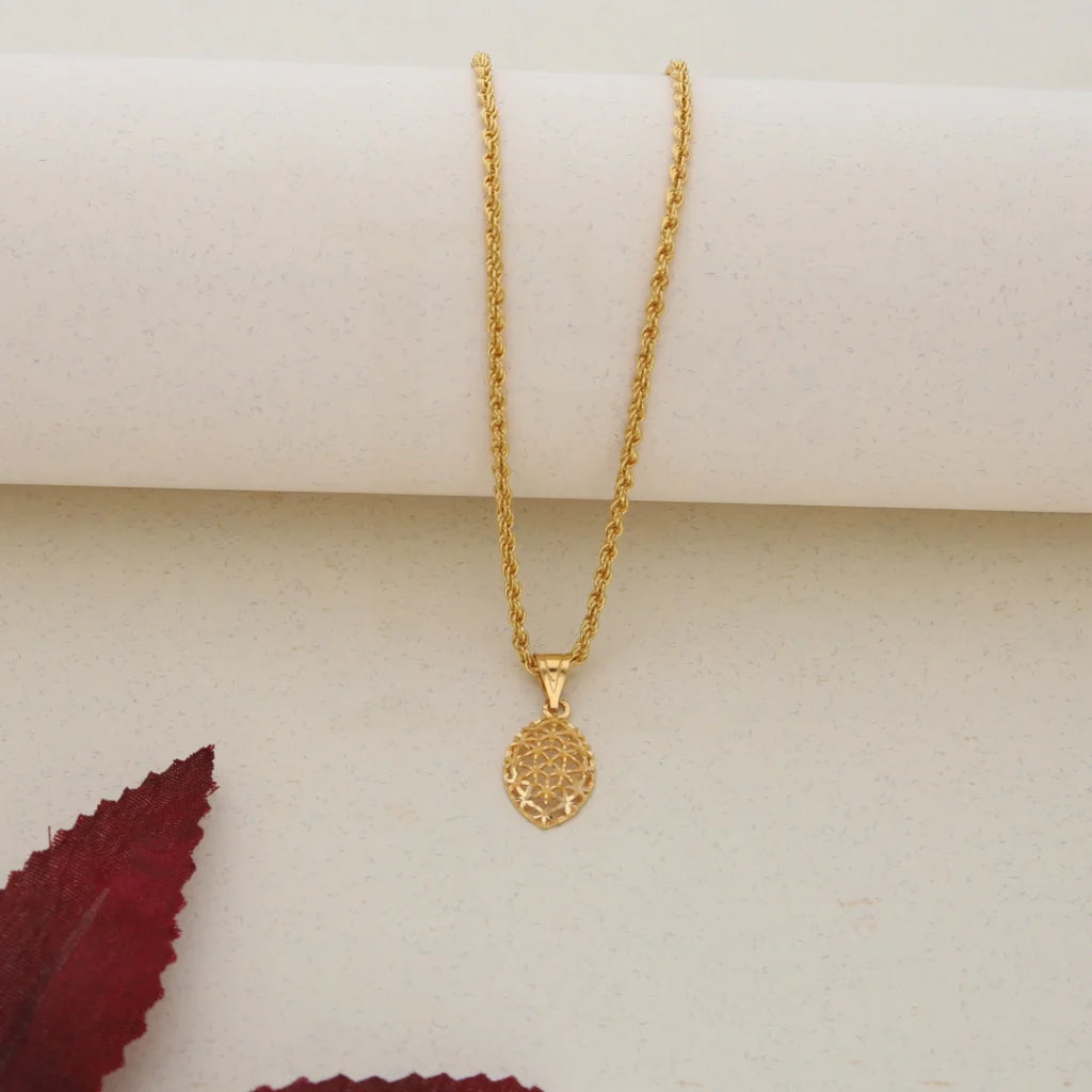 Gold Necklace (Chain With Gold Pendant) 21KT - FKJNKL21K7653