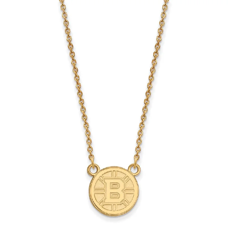 14k Yellow Gold NHL Boston Bruins Small Necklace, 18 Inch