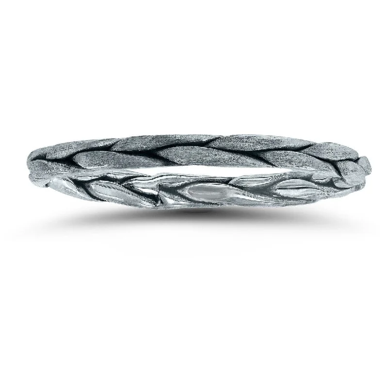 Braided Wedding Band in 14K White Gold