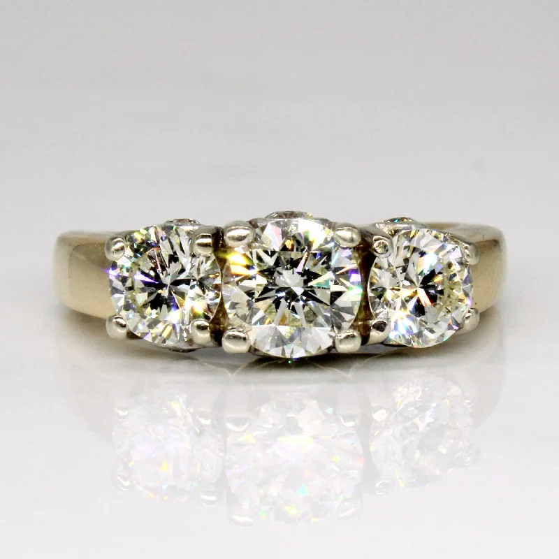 Three Stone Diamond 14k Ring with Hidden Diamonds | 2.01ctw | SZ 5.5 |