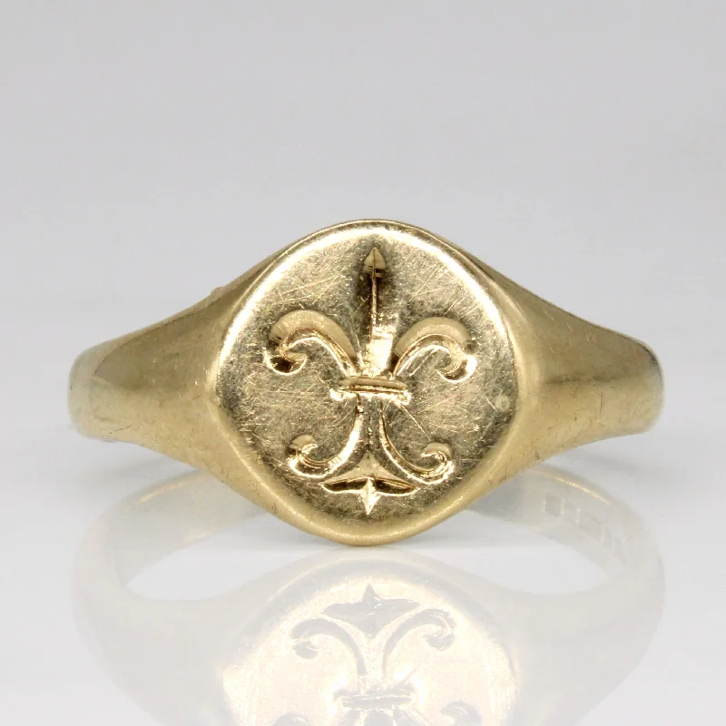 9k Yellow Gold Fleur De Lis Ring | SZ 12 |