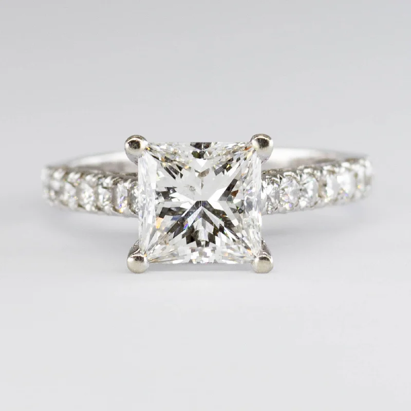 18k White Gold and Diamond Accented Solitaire | 2.00 ct | SZ 5.5