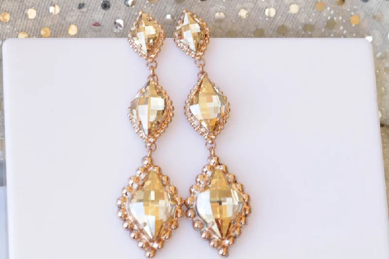 LONG CHAMPAGNE EARRINGS