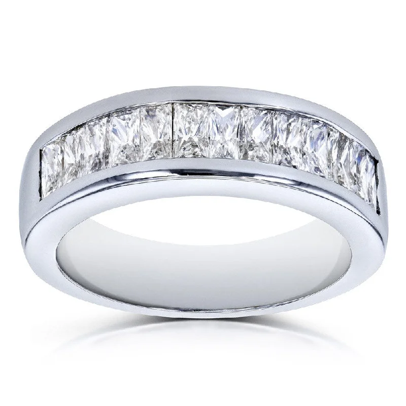 Annello by Kobelli 14k White Gold 1 2/5 Carats TDW Princess Baguette Diamond Wedding Band