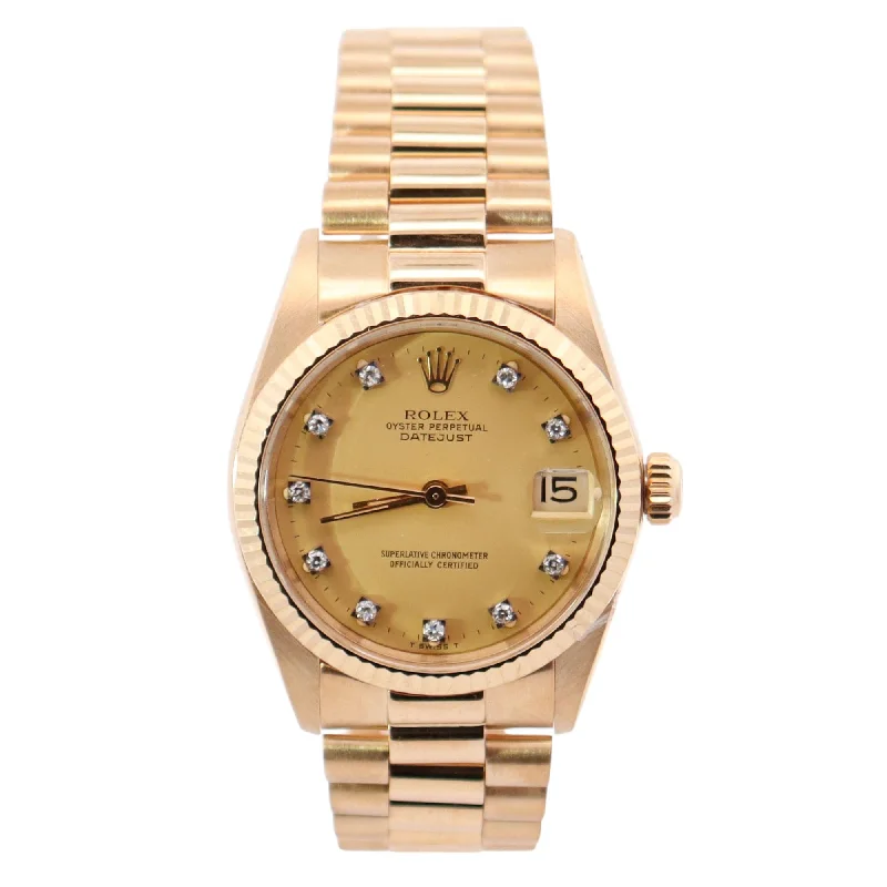 Rolex Datejust 31mm Yellow Dial Watch Ref# 6827