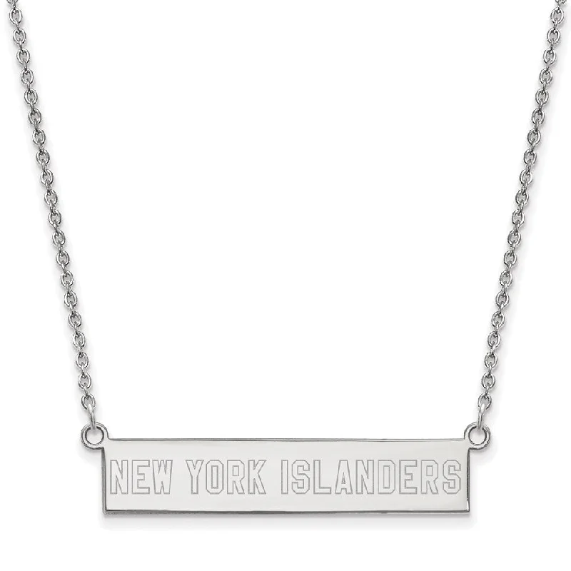 Sterling Silver NHL New York Islanders Small Bar Necklace, 18in