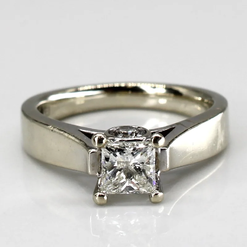 Princess Cut Solitaire With Hidden Diamonds 14k Ring | 0.71ctw and 0.25 ctw | SZ 6 |