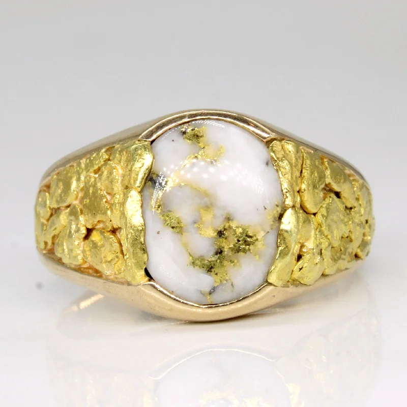 Gold Veined Quartz & Nugget Ring | 3.50ct | SZ 10.75 |