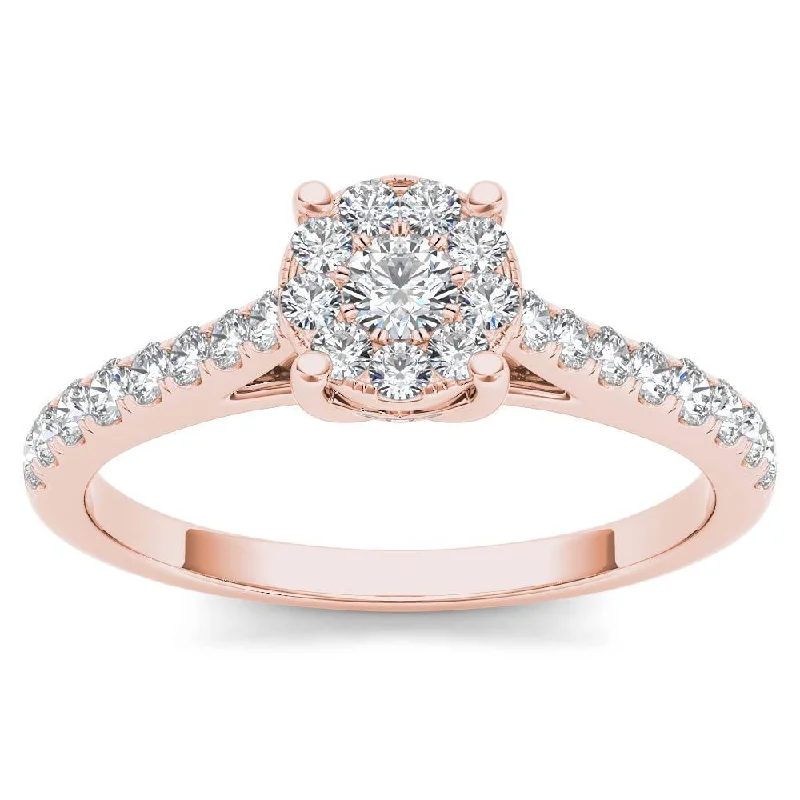 De Couer IGI Certified 10k Rose Gold 1/2ct TDW Diamond Cluster Ring - Pink