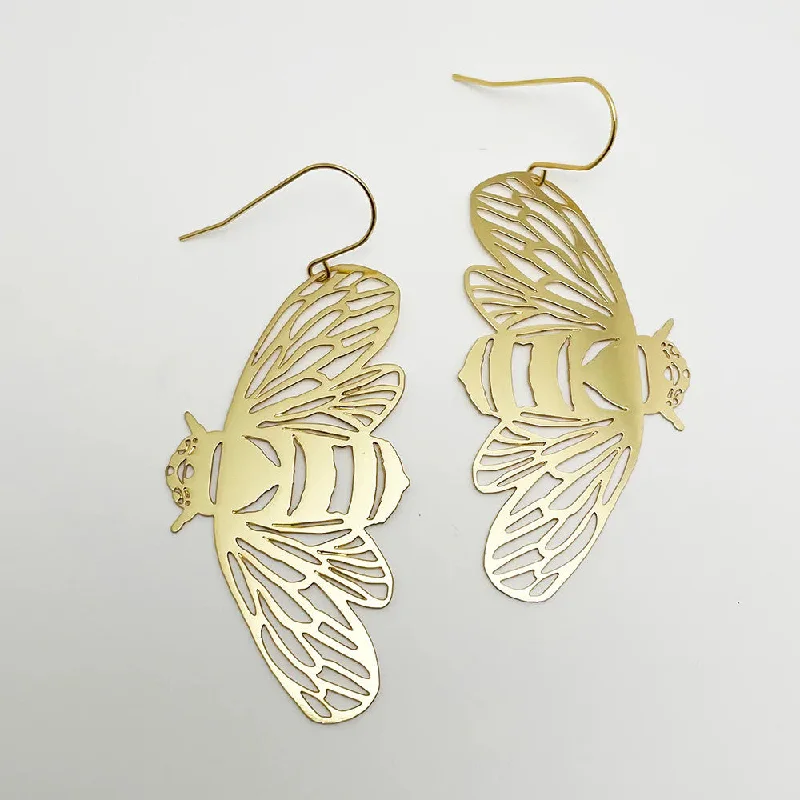 Bee Dangle Earrings in Gold