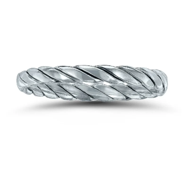 1.7MM Braided Rope Twist Wedding Band in 14K White Gold